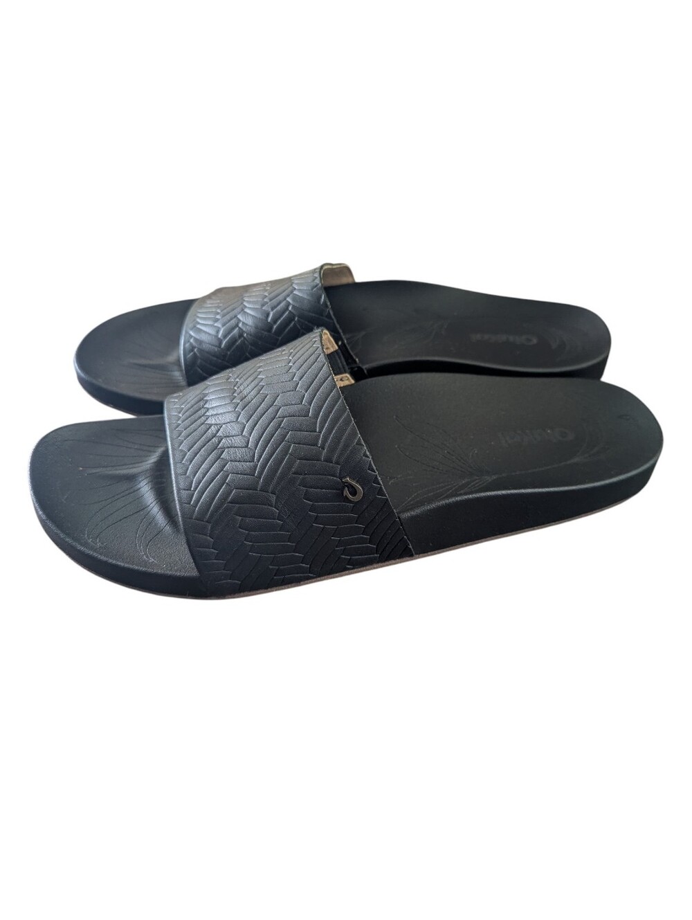 OluKai Women's Leather Kipe'a Pono Slip On Sandal Slides Size 10